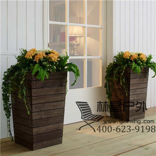 防腐木花箱 实木园艺花盆 可定做木质落地户外花箱花槽3090