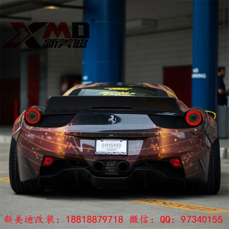 法拉利F458改装日本LB PERFORMANCE Works宽体碳纤包围尾翼排气管