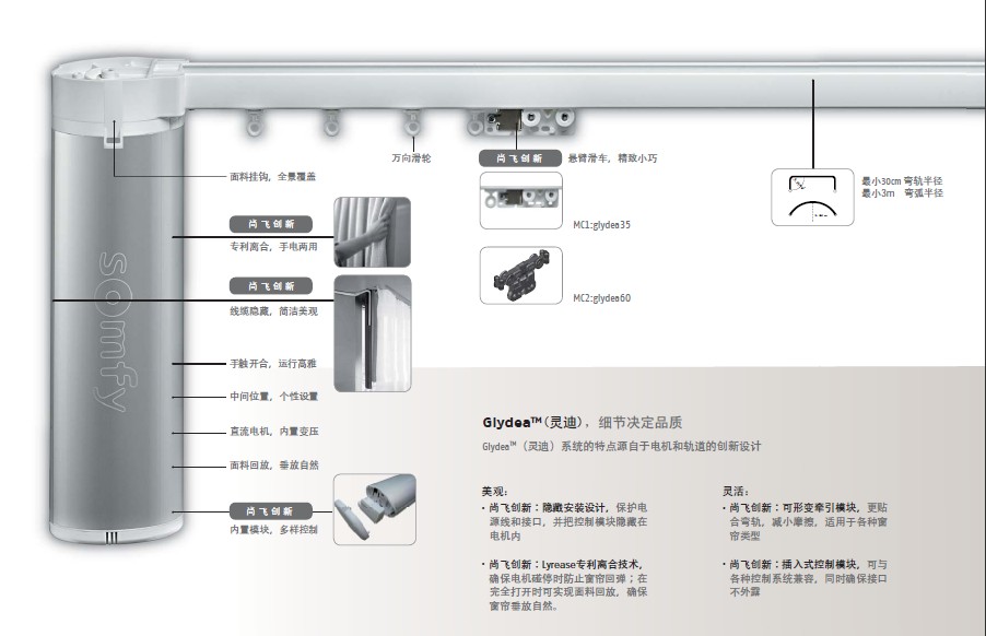 广州尚飞“灵迪”电动开合帘-尚飞SOMFY电机-珠江新城窗帘公司