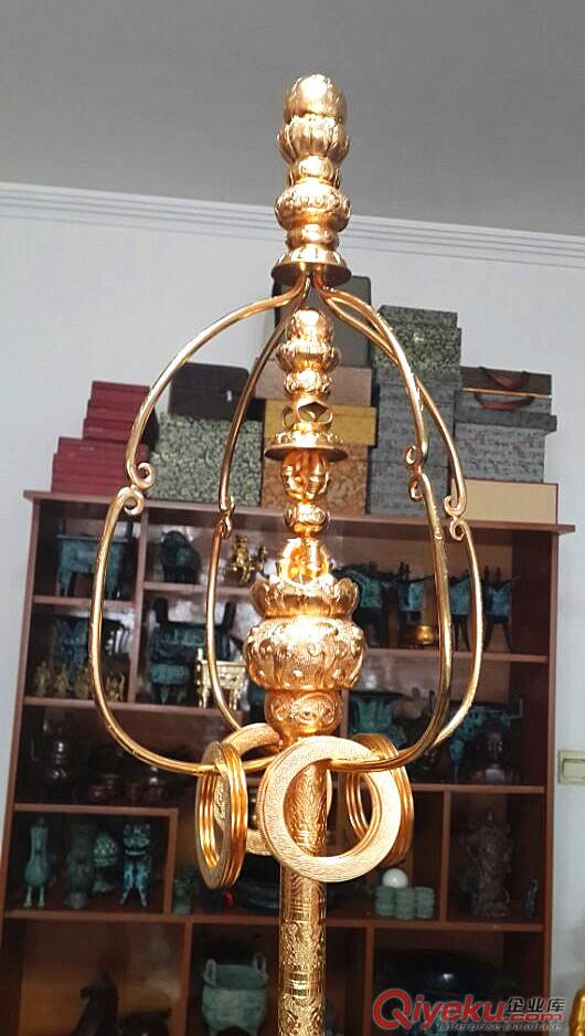 佛教鍍金法器法門寺四股十二環金禪杖錫杖