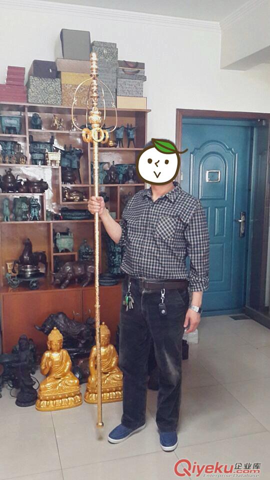 佛教鍍金法器法門寺四股十二環金禪杖錫杖