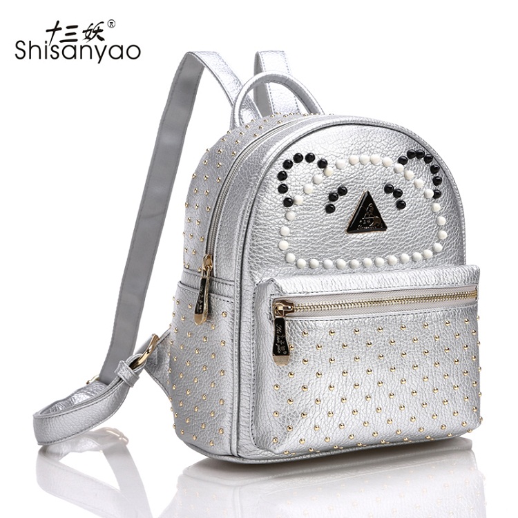 【shisanyao】韓版時(shí)尚雙肩包 鉚釘女包 廠家供應(yīng) 定做 代理一件代發(fā)包包原始圖片2