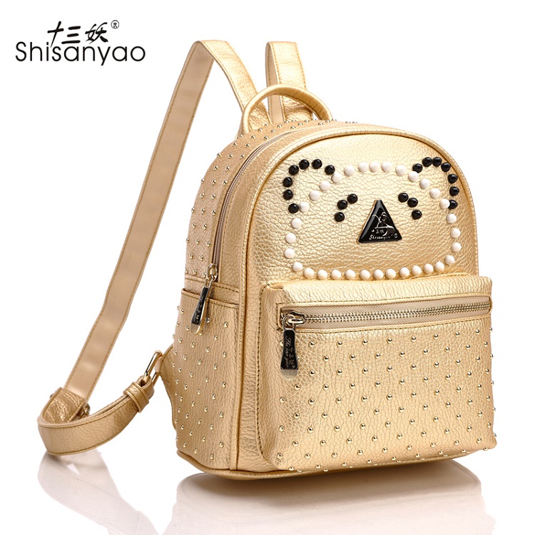 【shisanyao】韓版時(shí)尚雙肩包 鉚釘女包 廠家供應(yīng) 定做 代理一件代發(fā)包包原始圖片3