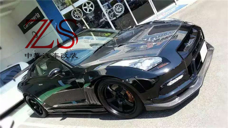 日產(chǎn)尼桑GTR35碳纖維機蓋日產(chǎn)戰(zhàn)神R35改裝大包圍引擎蓋原始圖片2