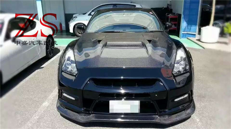 日产GTR35改装碳纤机盖 引擎盖 GTR35碳纤机盖改装 机头盖大包围尾翼