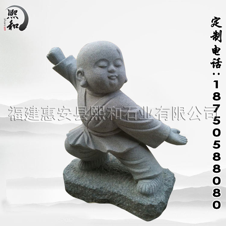 各種生活形態(tài) 小和尚石雕 精雕細(xì)琢 流水?dāng)[件風(fēng)水招財(cái)小和尚