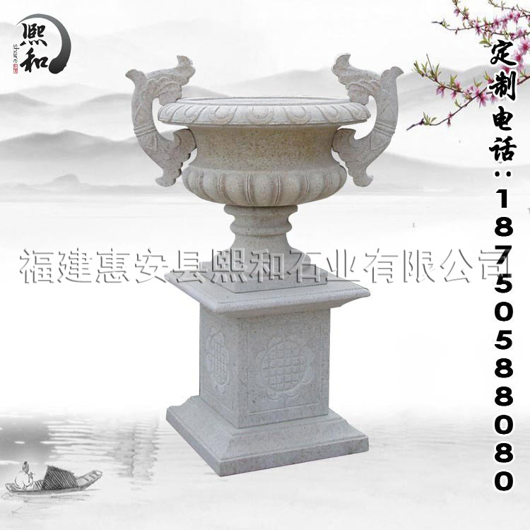 【廠家推薦】景觀雕塑花盆石雕石雕花缽 廠家直銷支持定制發貨快原始圖片3