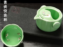 優(yōu)惠的創(chuàng)意禮品快客杯茶具套裝推薦：價格劃算的龍泉青瓷手工彩鯉魚創(chuàng)意禮品快客杯茶具套裝