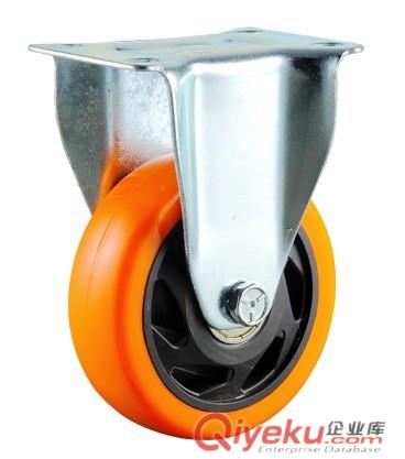 中型聚氨酯工業(yè)萬(wàn)向腳輪  橙色通花聚氨酯PU腳輪