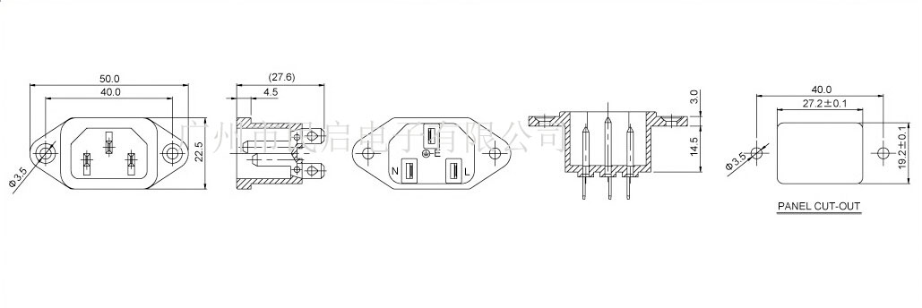 IEC電源插座 C14品字尾插座原始圖片2