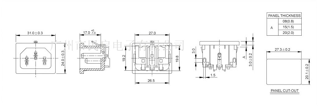 C14品字尾插座  IEC电源插座