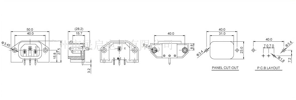 C14品字尾公插 AC電源插座原始圖片2