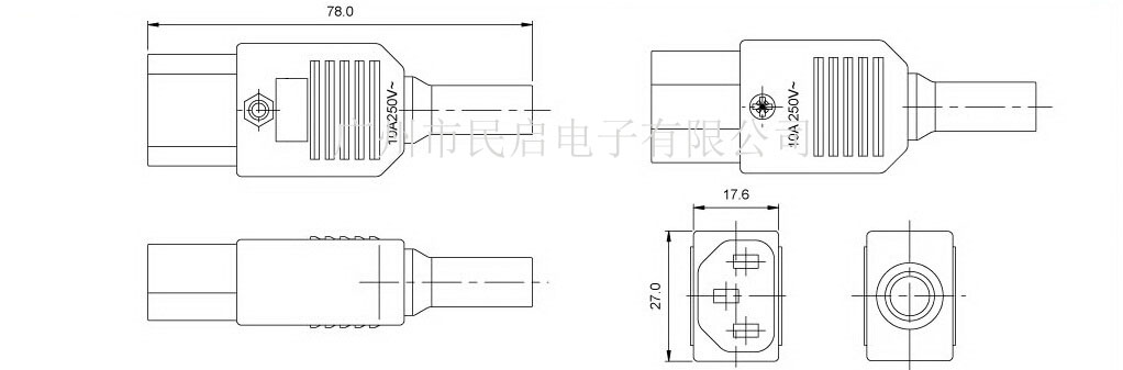 品字尾三孔插头 IEC电源插头