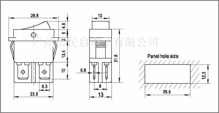 弯脚船型开关 PC板翘板开关