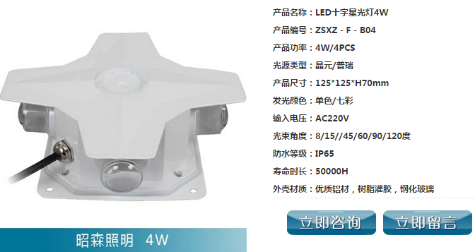 供應昭森照明LED十字星光燈點光源建筑亮化燈工程用燈