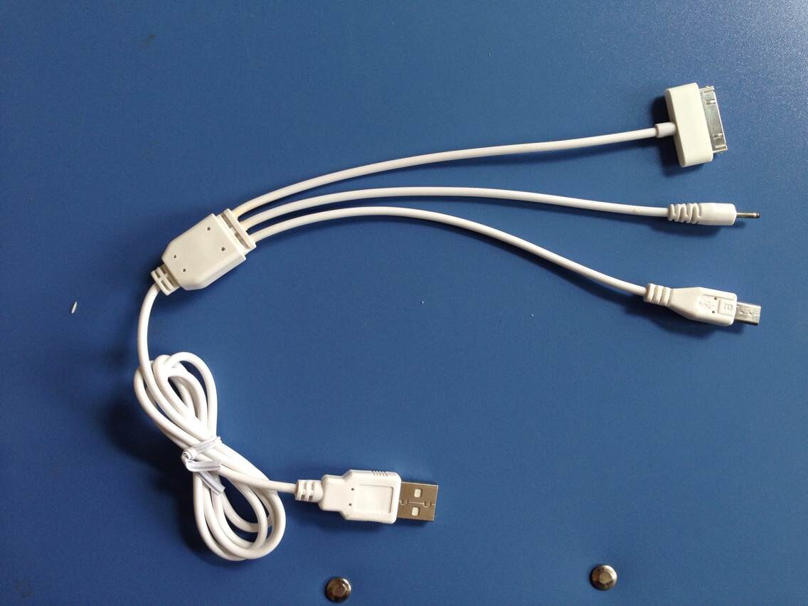 厂家批发MicroUSB苹果4s5三星V8安卓加长一拖三数据线 充电线分合