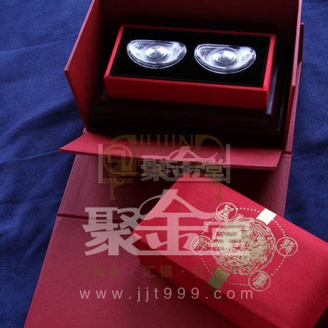 上海聚金堂貴金屬紀念章定制-“龍鳳呈祥”銀元寶30克X2枚原始圖片3