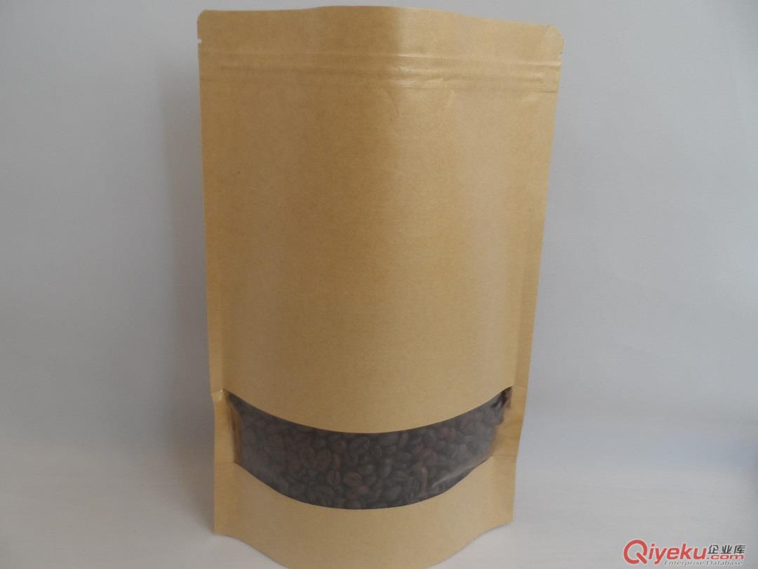 深圳啞膜淋膜牛皮紙袋250克咖啡豆袋 開窗花茶袋 170*240mm