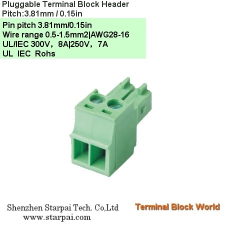 插拔式接线端子 间距：3.50mm,3.81mm