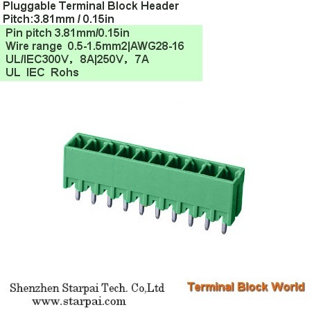 插拔式接线端子 间距：3.50mm,3.81mm